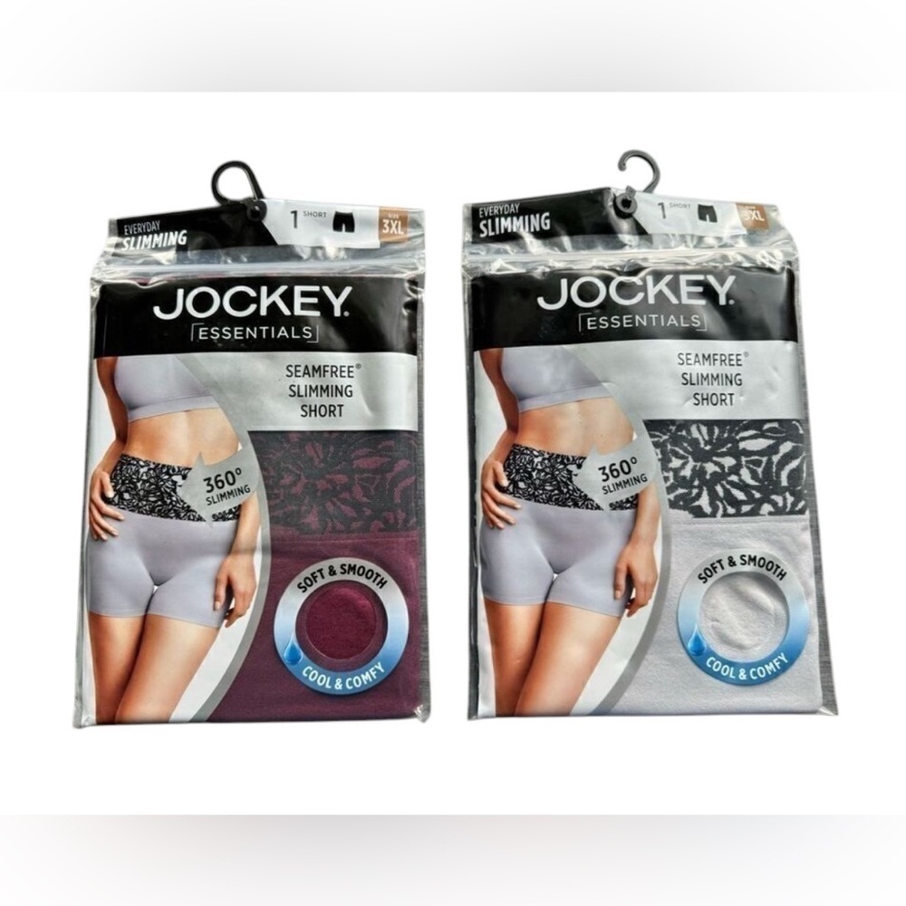 JOCKEY ESSENTIALS NWT women’s maroon & gray seam free slimming shorts underwear
